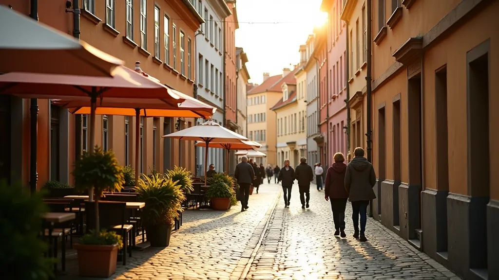 Charming medieval Old Town Riga narrow street with historic architecture and quiet atmosphere