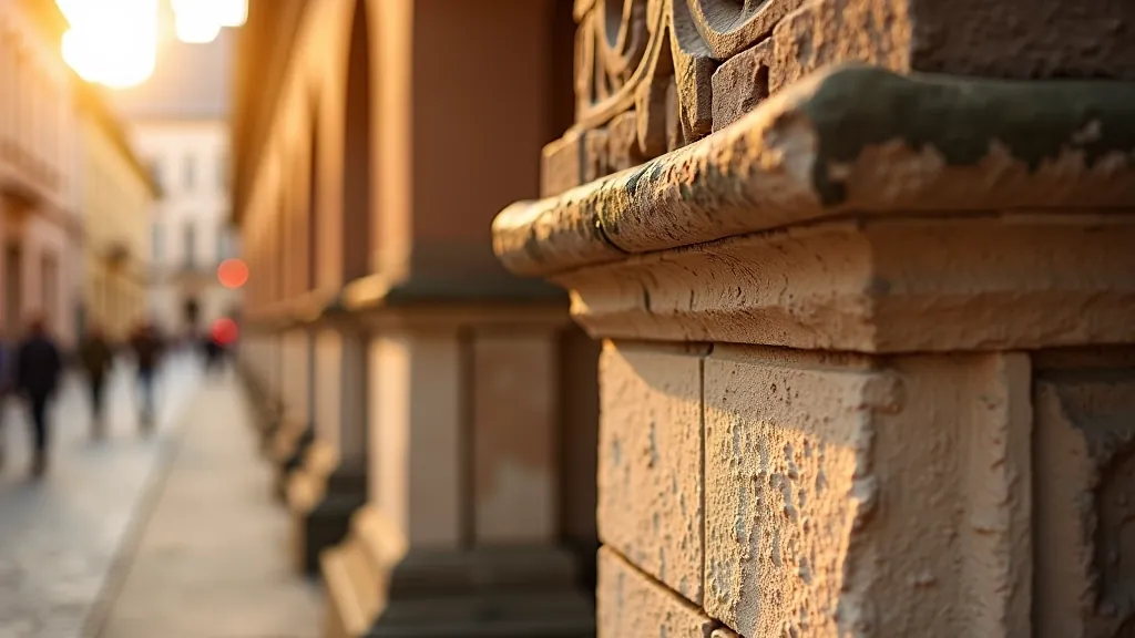 Historic stone building detail in Old Town showing traditional Latvian architecture and carved details